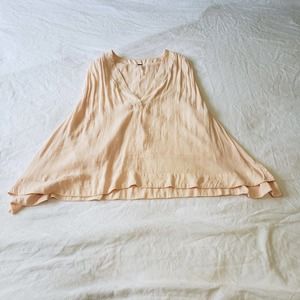 Free People Sleeveles Vneck Blouse Cropped Pale Pink Size Extra Small XS